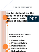 Can Be Defined As The Study of The Purposes, Processes, Nature and Ideals of Education