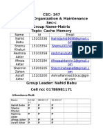 CSC-347 Hardware Organization & Maintenance Sec-C Group Name-Matrix Topic: Cache Memory