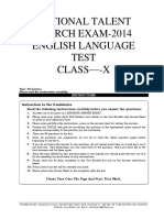 National Talent Search Exam-2014 English Language Test CLASS - X