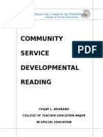 Community Service IN Developmental Reading: Pamantasan NG Lungsod NG Muntinlupa