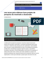 Dez Dicas para Elaborar Bom Projeto de Pesquisa de Mestrado e Doutorado - Notícias UFJF