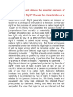 3 Define Right' and Discuss The Essential Elements of Legal Right. OR What Is A Legal Right'? Discuss The Characteristics of A Legal Right