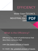 Efficiency: Vesile Gaye ÖZGENCİL 2009503075 Industrial Engineering Department