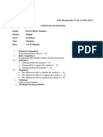 Lesson Plan English School: PAUD Wijaya Kusuma Subject: English Class: Preschool Topic: Numbers Time: 2 X 45 Minutes