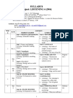 Syllabus Subject: LISTENING 4 (D04) : Oanhnh@buh - Edu.vn