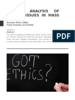 Critical Analysis of Ethical Issues in Mass Media