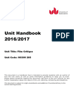 Unit Handbook 2016/2017: Unit Title: Film Critique Unit Code: MCOM 205