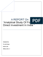 A Report On ": Analytical Study of Foreign Direct Investment in India "