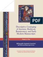 Gregory A. Pass-Descriptive Cataloging of Ancient Medieval, Renaissance and Early Modern Manuscripts PDF