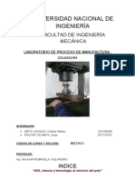 Informe de Manufactura Procesos de Soldadura