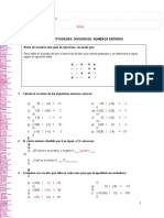 Ejercicios de Division Numeros Enteros para Octavo Basico