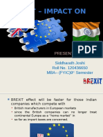 Brexit - Impact On India: Siddharath Joshi Roll No. 120436650 MBA - (FYIC) 9 Semester