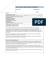 Lesson Observations Feedback and Lesson Plan