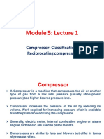 Module 5: Lecture 1: Compressor: Classification, Reciprocating Compressor