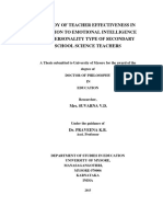 A Study of Teacher Effectiveness in Relation To Emotional Intelligence and Personality Type of Secondary School Science Teachers