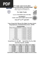 For Alpha Trophy: 65 Tamil Nadu State Open Fide Rated Chess Championship