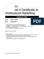 CIM L4 Marketing April 2015 Exam - Paper