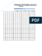 Answer Keys of The Written Test For Recruitment To The Post of Scientist/Engineer 'SC' (Refrigeration & A/C) (Be006 & Be007) Held On 12.05.2013