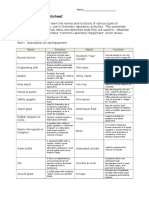 Lab Equipment Worksheet: Flame