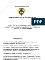 Decreto 1443 de 2014.SGSST