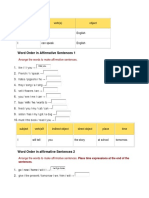 Word Order Rules and Exercises PDF