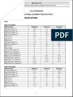 2012 Suspension Acura Wheel Alignment Specifications