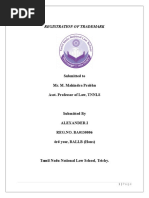 Registration of Trademark: Submitted To Mr. M. Mahindra Prabhu Asst. Professor of Law, TNNLS