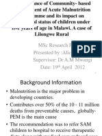 MSC Research Proposal Presented By:Alice Nyasulu Supervisor: DR A.M Mwangi Date: 19 April 2012