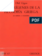 Gigon Olof Los Origenes de La Filosofia Griega de Hesiodo A Parmenides