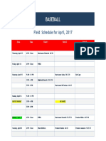 Baseball: Field Schedule For April, 2017
