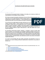 IPSF Statement:draft Global Action Plan On The Public Health Response To Dementia