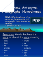 Synonyms, Antonyms, Homophones, Homographs Powerpoint