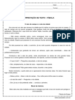 Interpretacao de Texto Fabulas o Rato Do Campo e o Rato Da Cidade Respostas