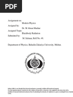 Assignment On: Modern Physics Assigned By: Dr. M Ahsan Mazhar Assigned Topic: Blackbody Radiation Submitted By: M. Salman, Roll No. 49