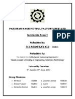 Pakistan Machine Tool Factory Internship Report