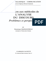 (Langue, Linguistique, Communication) Dominique Maingueneau-Initiation Aux Methodes de L'analyse Du Discours - Problemes Et Perspectives-Hachette (1976) PDF