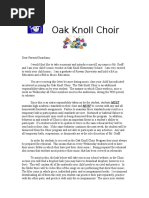 Parent Letter Home Choir