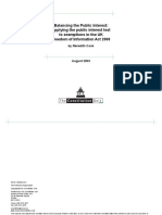 Balancing The Public Interest - Applying The Public Interest Test To Exemption in The UK Freedom of Information Act 2000