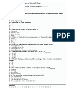 Multiple Choice Questions of Microsoft Excel