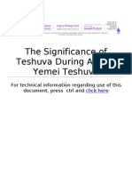 The Significance of Teshuva During Aseres Yemei Teshuva