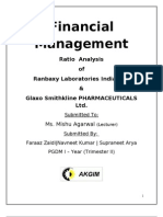 Finance Project of Ratio Analysis of Ranbaxy &amp Glaxo