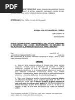 Escrito A La Defensora Del Pueblo Facilitado Por ULEG para Reclamar Retrasos en Urbanismo e Industrias en Concensión de Licencias