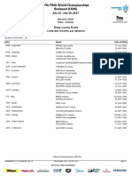 17th FINA World Championships Budapest (HUN) : Entry List by Event Liste Des Inscrits Par Épreuve