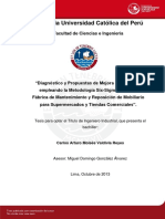 Valdivia Carlos Diagnostico Propuesta Mejora Procesos Six Sigma Fabrica Mantenimiento Mobiliario Supermercados Tiendas Comerciales PDF