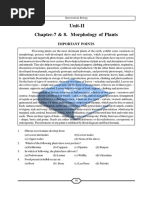 Unit-II Chapter-7 & 8. Morphology of Plants: Important Points