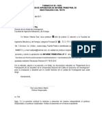 FORMATO #09 Solicitud de Aprobación de Informe Trimestral de Investigación o de Del Texto