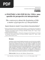 A POLÊMICA DO INÍCIO DA VIDA - Uma Questão de Perspectiva de Interpretação