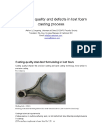 Analysis of Quality and Defects in Lost Foam Casting Process