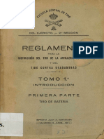 Reglamento Instruccion de Tiro Artilleria de Costa 1927 Tomo I