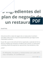 Receta para Un Plan de Negocio de Un Restaurante